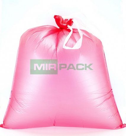 Мешки для мусора с завязками 60 литров, 18 мкм, 10 шт. ПНД, красные, VIP - Вид 4